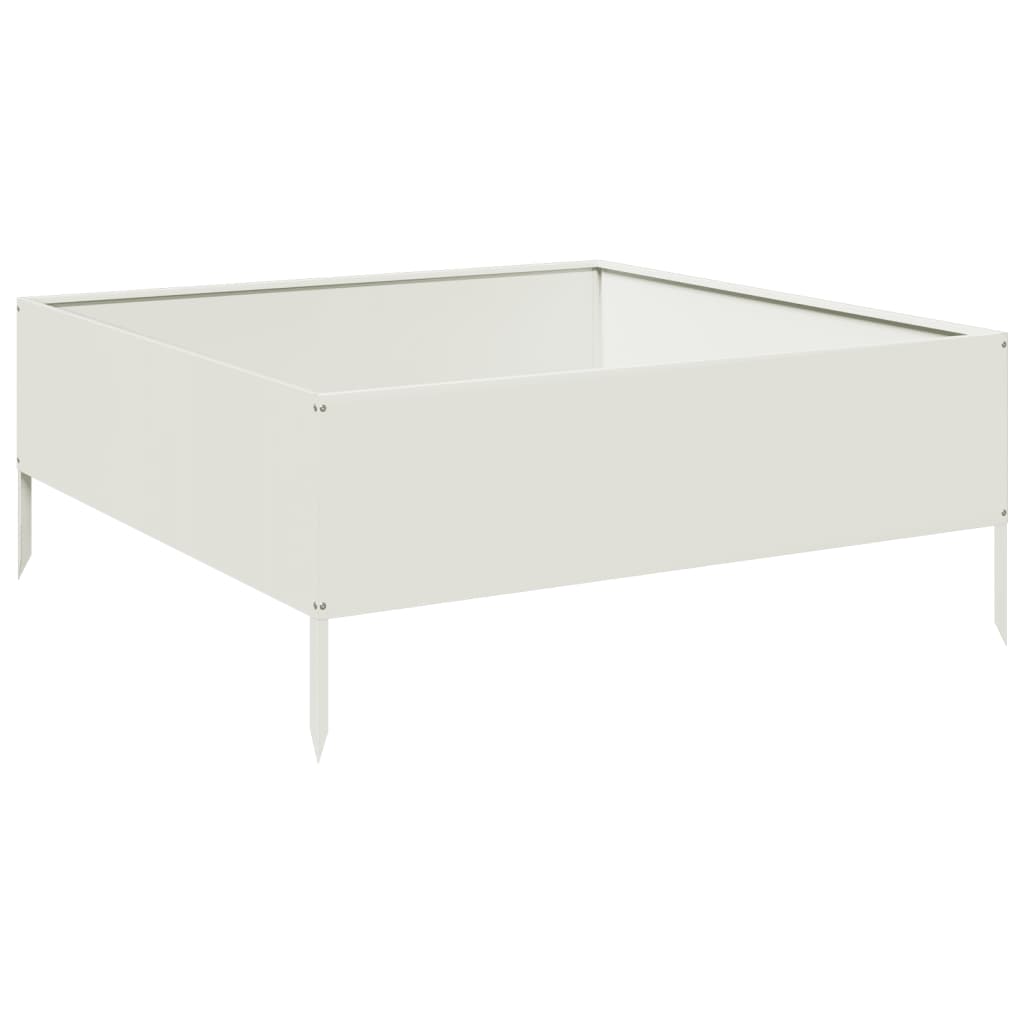Utendørs Blomsterkasse Plantekasse Metall Hvit 100x100x25 cm stål