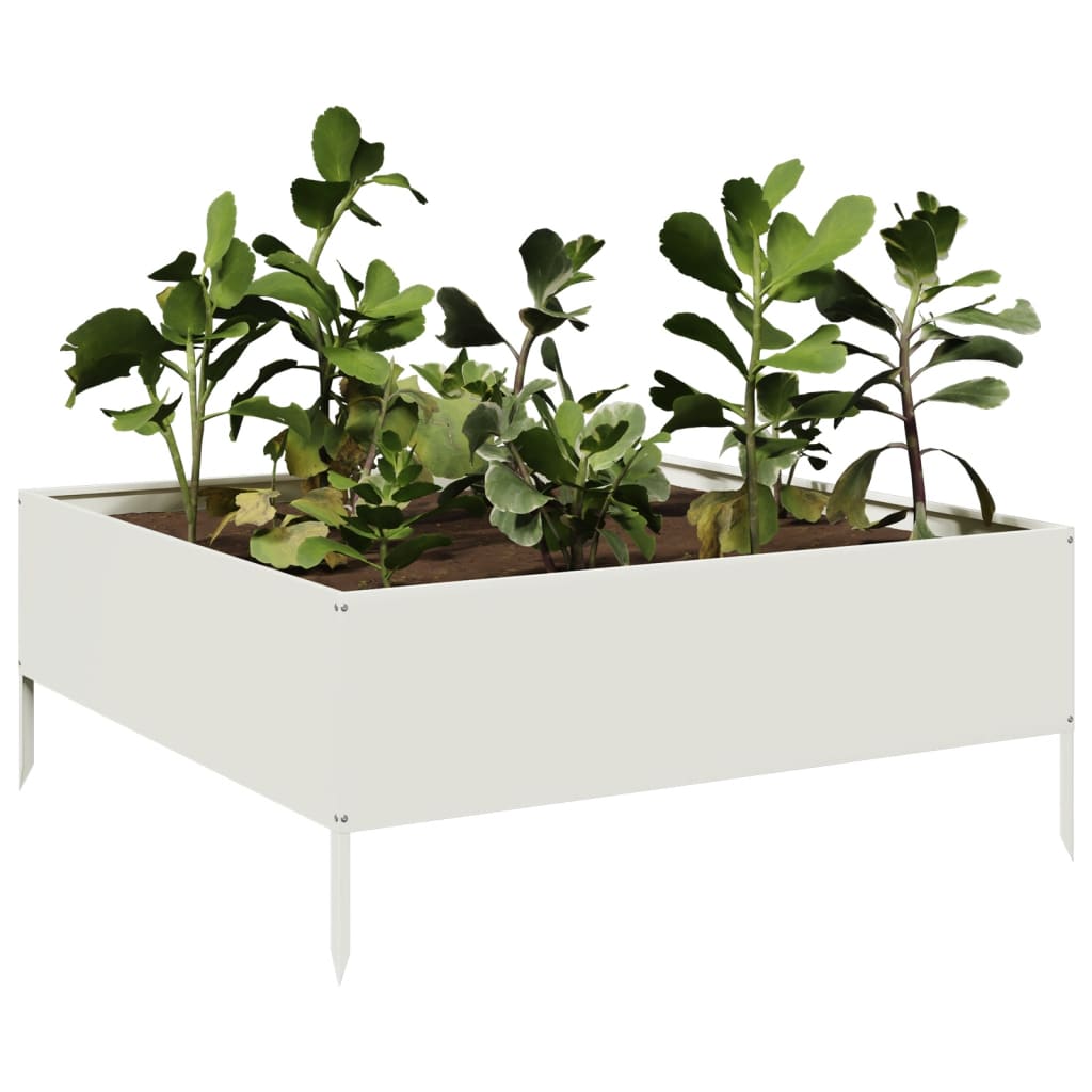 Utendørs Blomsterkasse Plantekasse Metall Hvit 100x100x25 cm stål