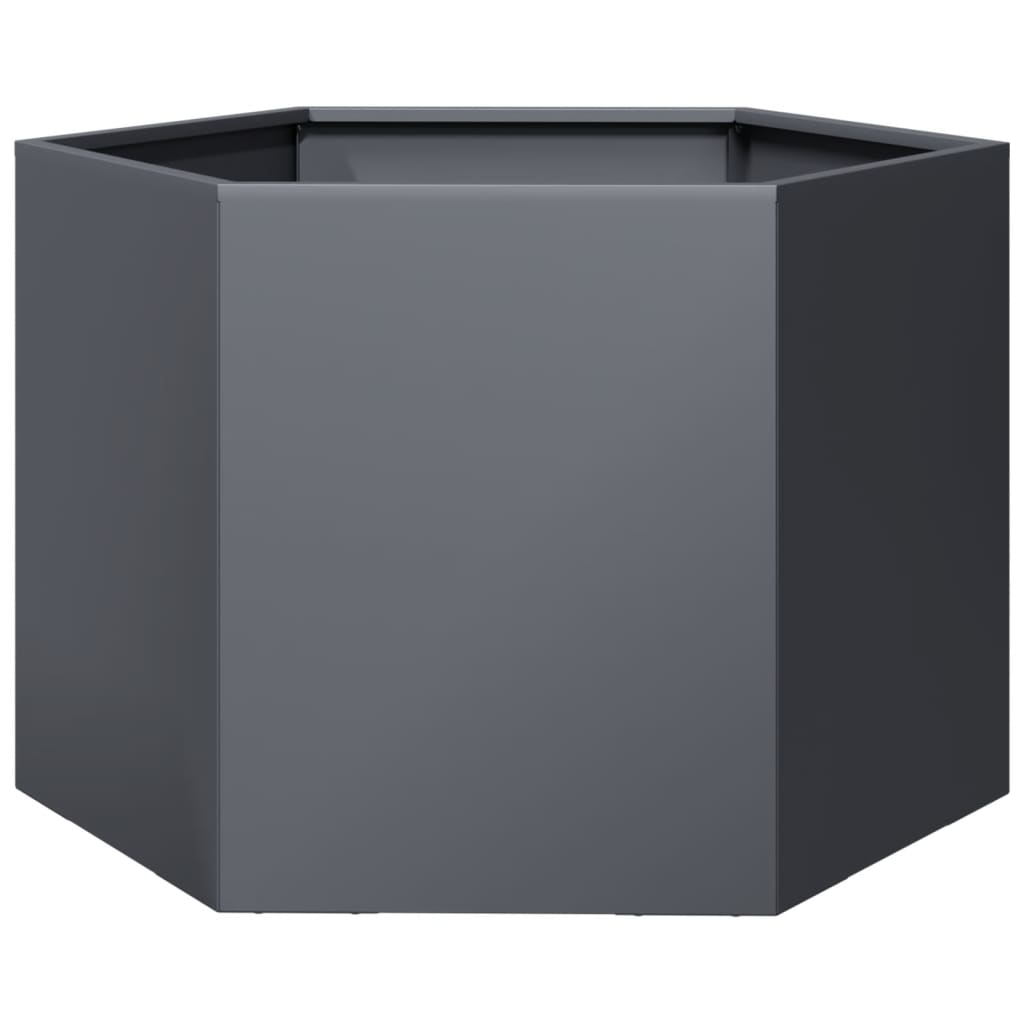 Utendørs Blomsterkasse Plantekasse Metall antrasitt sekskantet 69x60x45 cm stål