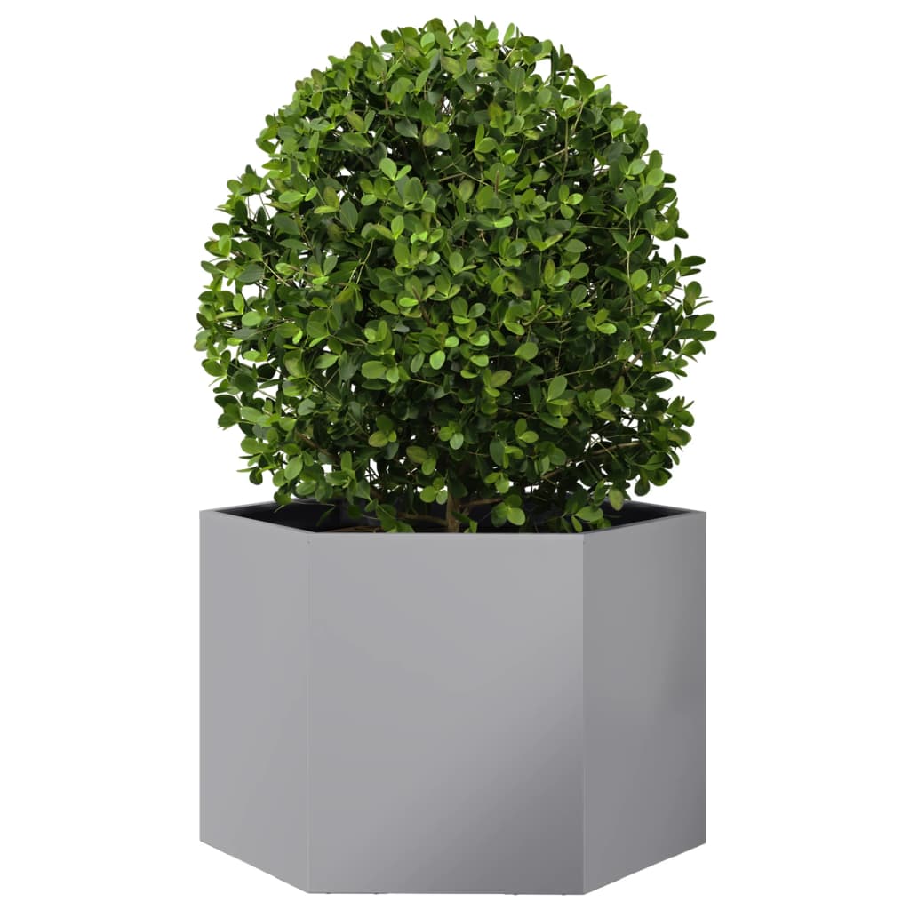 Utendørs Blomsterkasse Plantekasse Metall Svart sekskantet 69x60x45 cm galvanisert stål