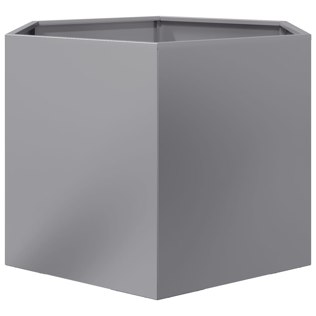 Utendørs Blomsterkasse Plantekasse Metall Svart sekskantet 69x60x45 cm galvanisert stål