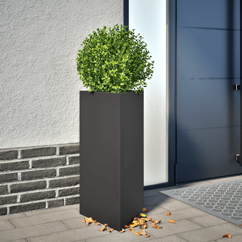Utendørs Blomsterkasse Plantekasse Metall Svart trekantet 30x26x75 cm stål
