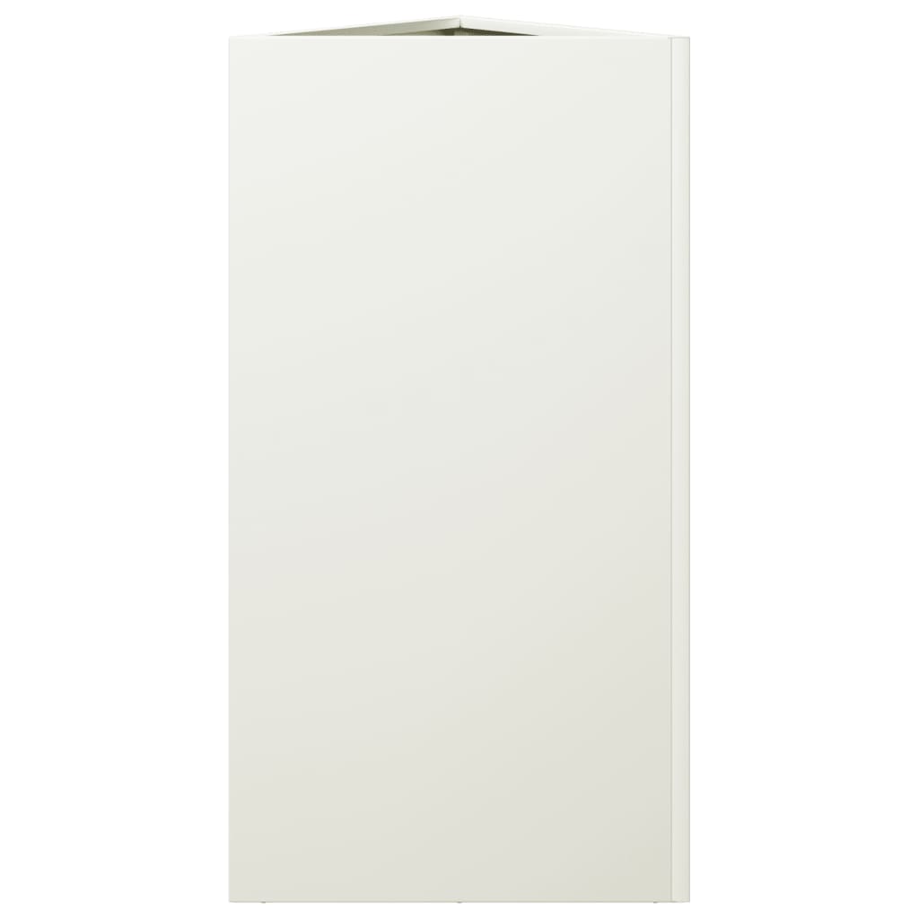 Utendørs Blomsterkasse Plantekasse Metall Hvit trekantet 40x34,5x70 cm stål