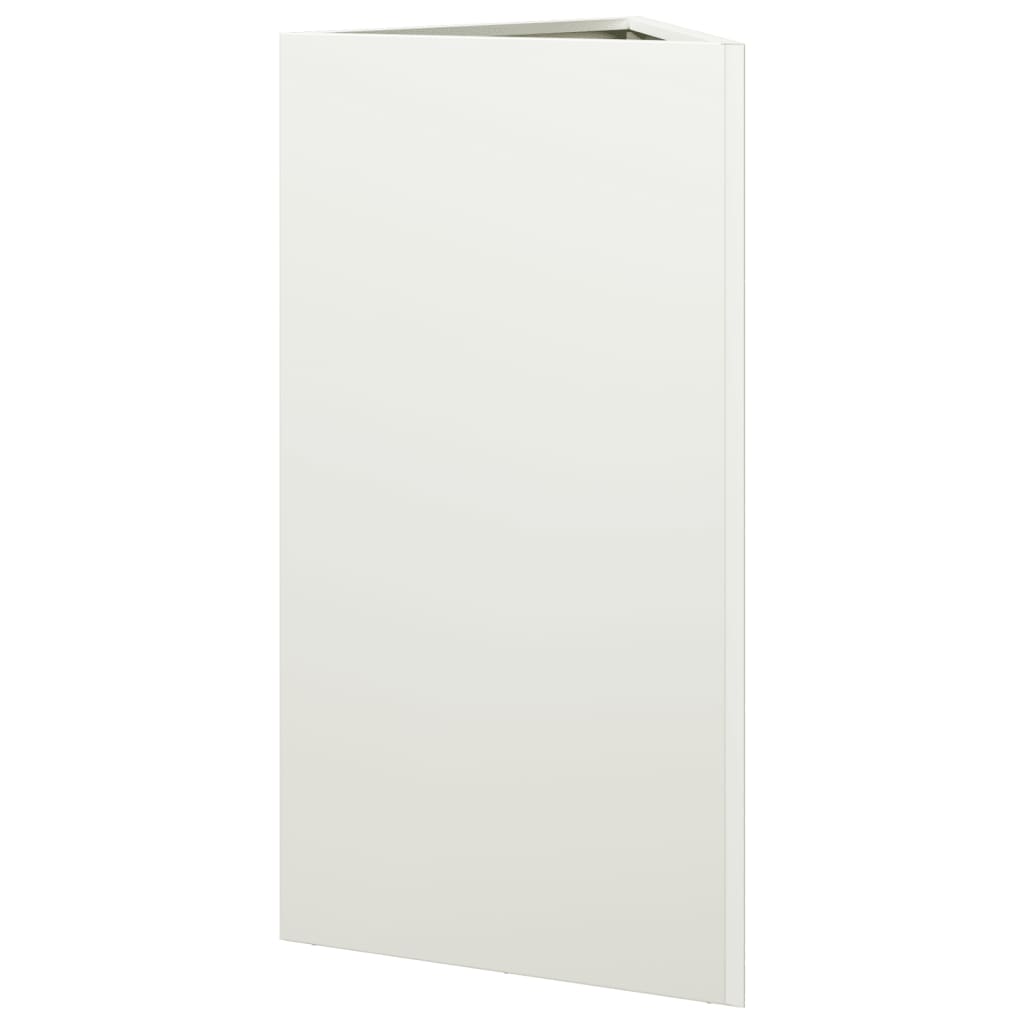 Utendørs Blomsterkasse Plantekasse Metall Hvit trekantet 40x34,5x70 cm stål