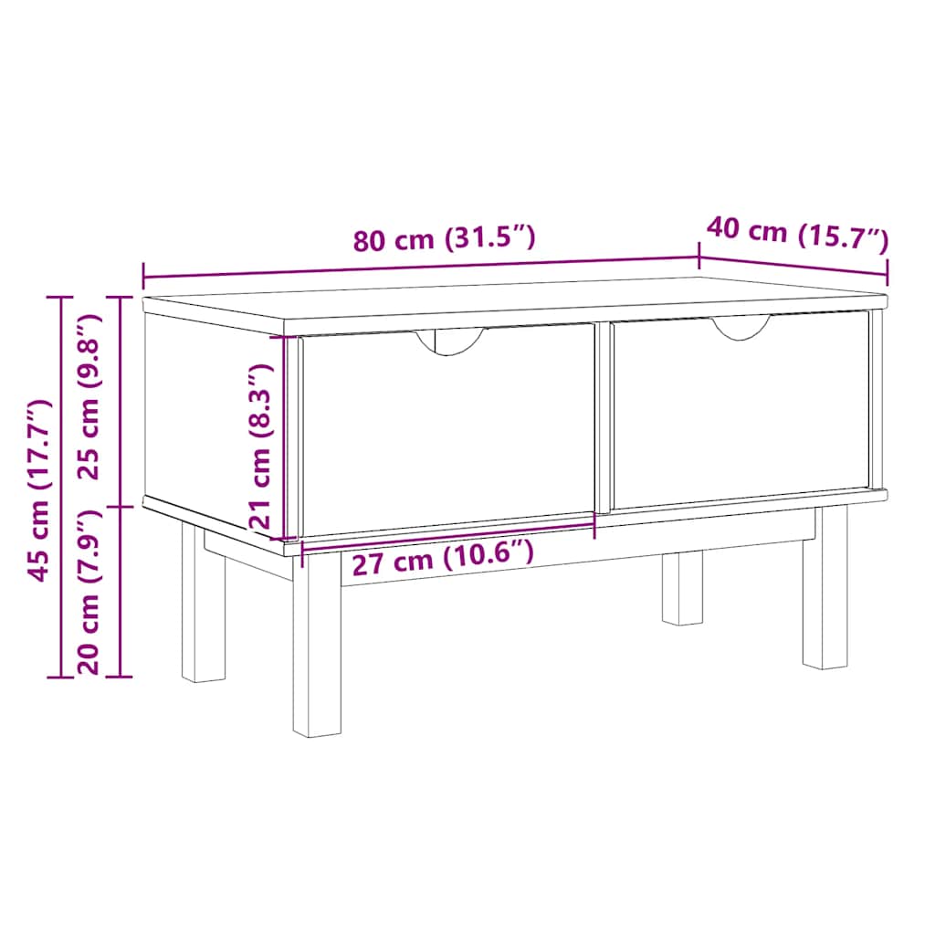 Sittebenk Gangbenk OTTA 80x40x45 cm heltre furu
