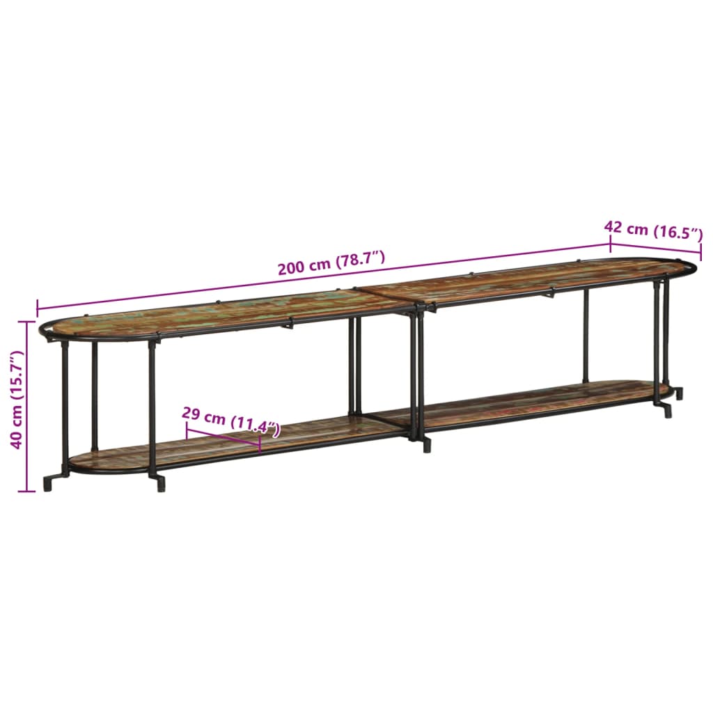 TV-Møbel Tre Tv-benk 200x42x40 cm gjenvunnet heltre