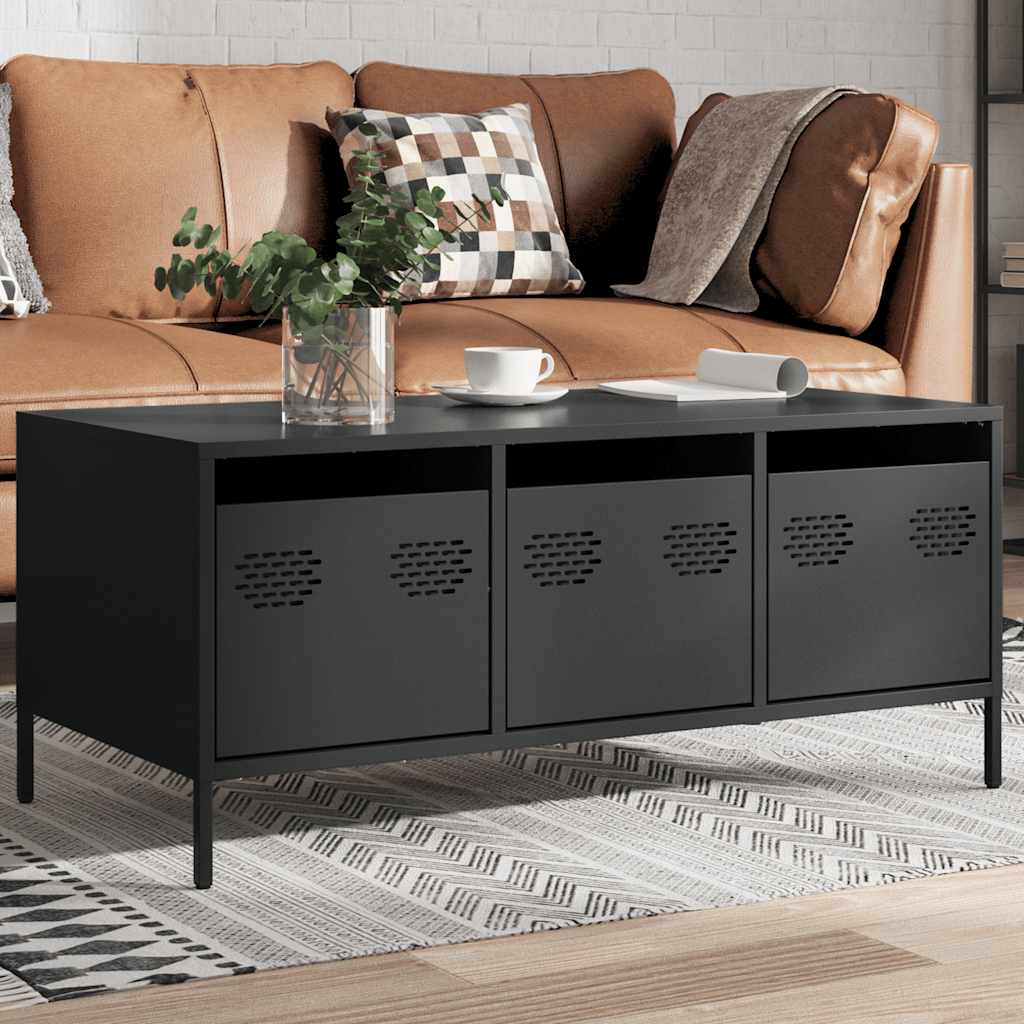 Salongbord Sofabord Svart 101,5x50x43,5 cm kaldvalset stål