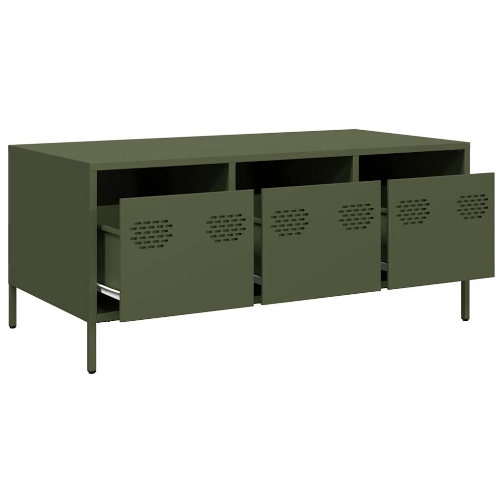 Salongbord Sofabord DIV. olivengrønn 101,5x50x43,5 cm kaldvalset stål