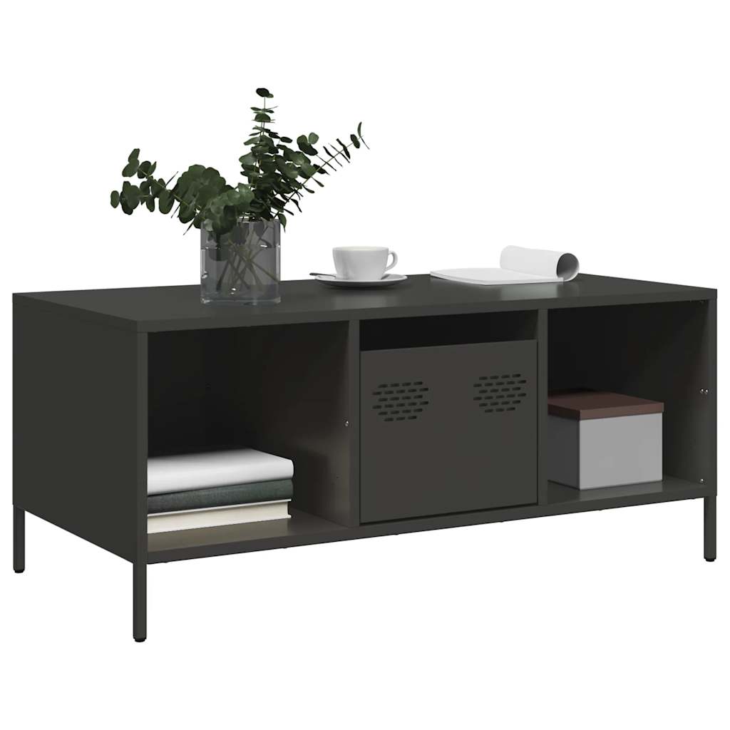 Salongbord Sofabord Svart 101,5x50x43,5 cm kaldvalset stål