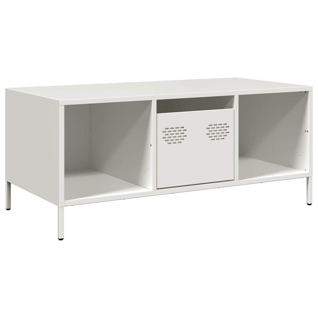 Salongbord Sofabord Hvit 101,5x50x43,5 cm kaldvalset stål