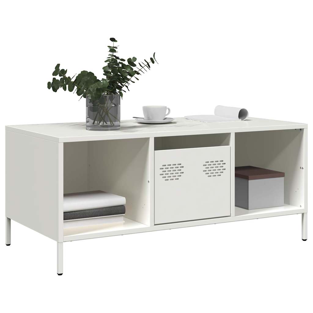 Salongbord Sofabord Hvit 101,5x50x43,5 cm kaldvalset stål