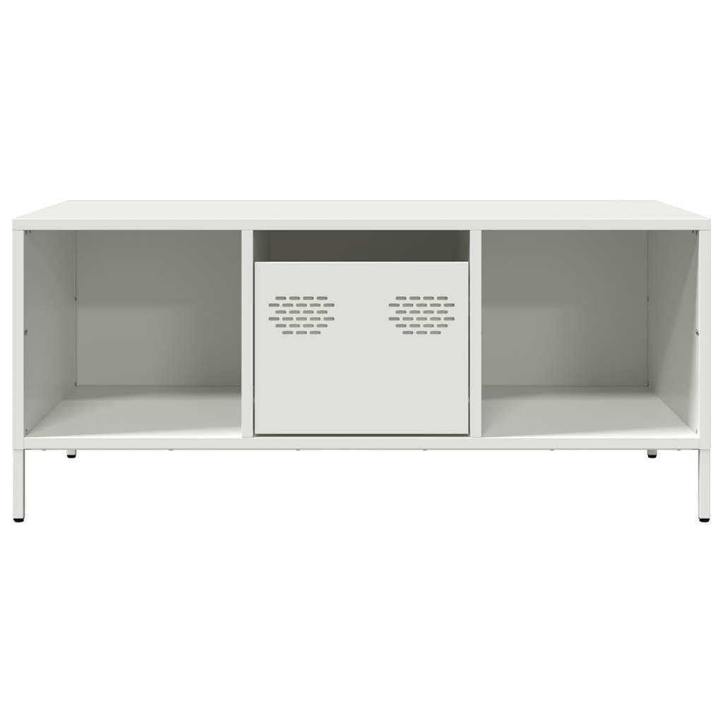 Salongbord Sofabord Hvit 101,5x50x43,5 cm kaldvalset stål