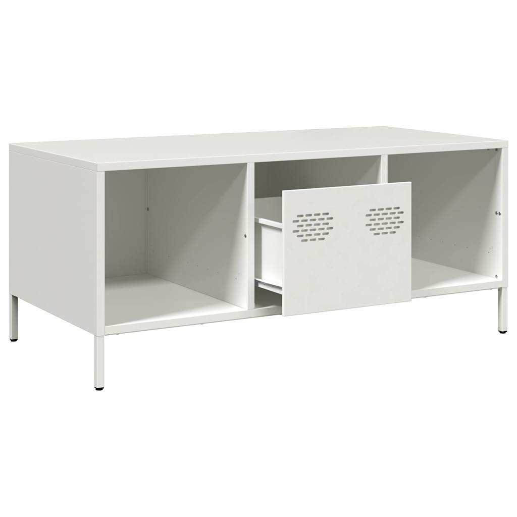 Salongbord Sofabord Hvit 101,5x50x43,5 cm kaldvalset stål