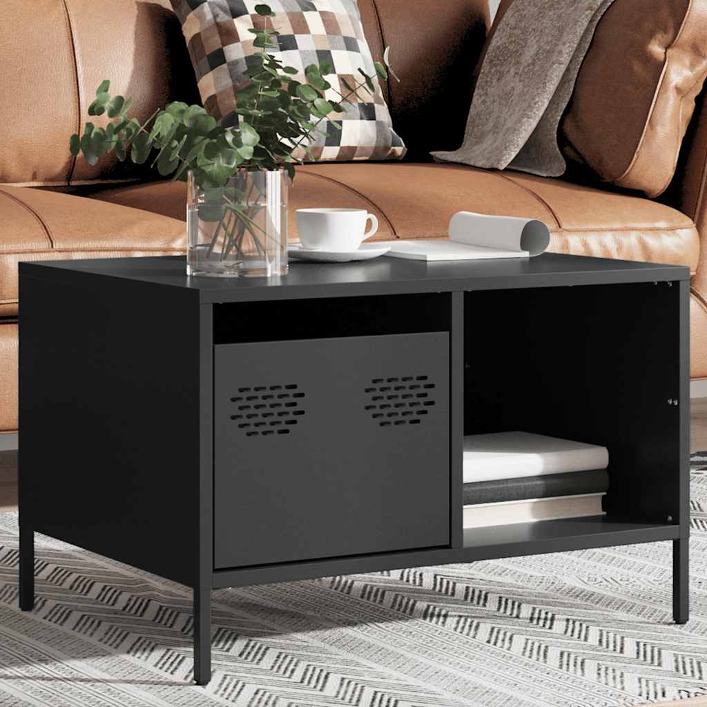Salongbord Sofabord Svart 68,5x50x43,5 cm kaldvalset stål