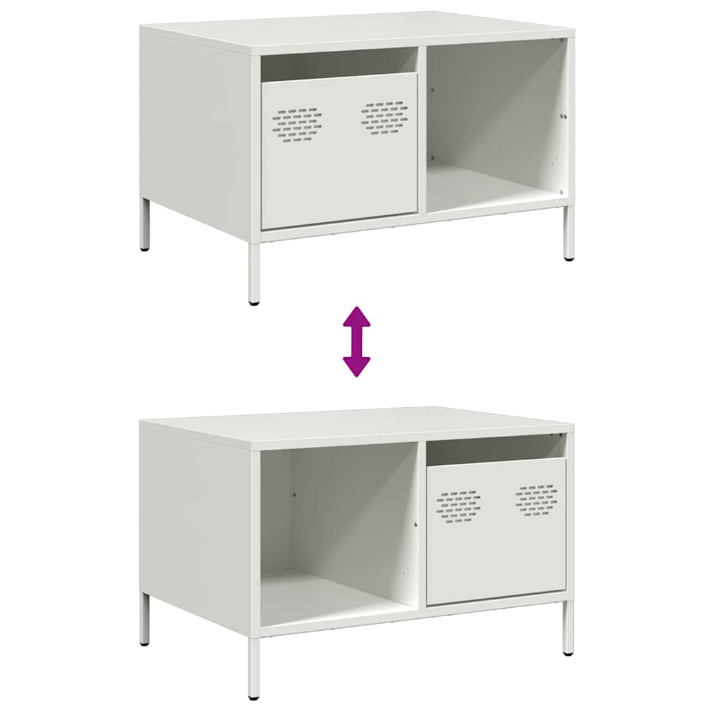 Salongbord Sofabord Hvit 68,5x50x43,5 cm kaldvalset stål