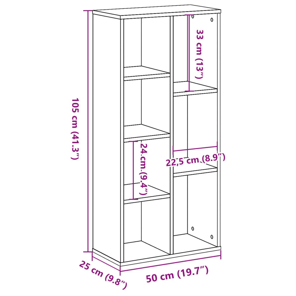 Bokhylle Gammelt Tre 50x25x105 cm