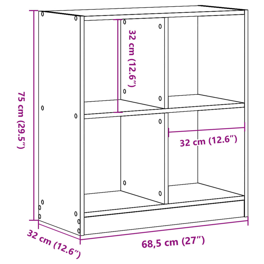 Bokhylle Svart 68,5x32x75 cm