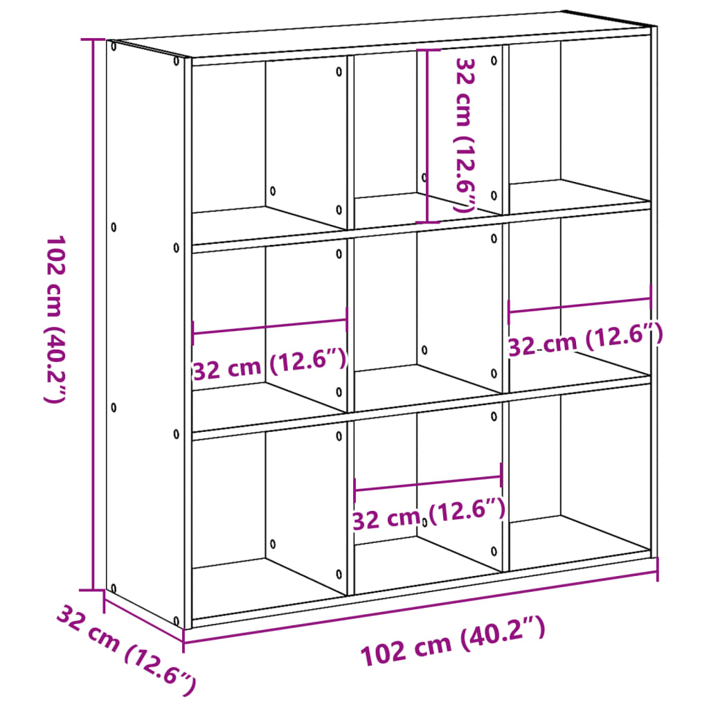 Bokhylle Brun Eik 102x32x102 cm