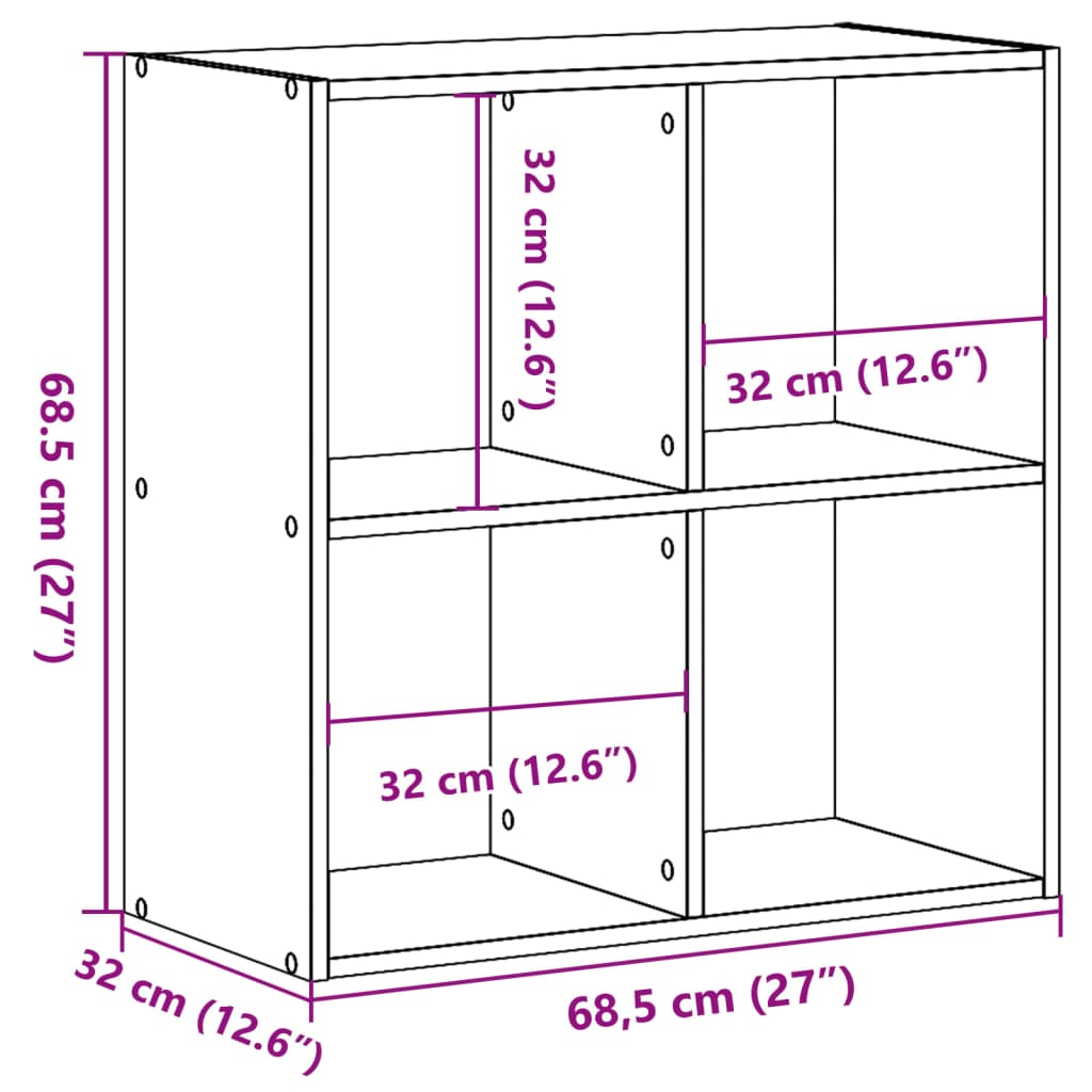Bokhylle Gammelt Tre 68,5x32x68,5 cm