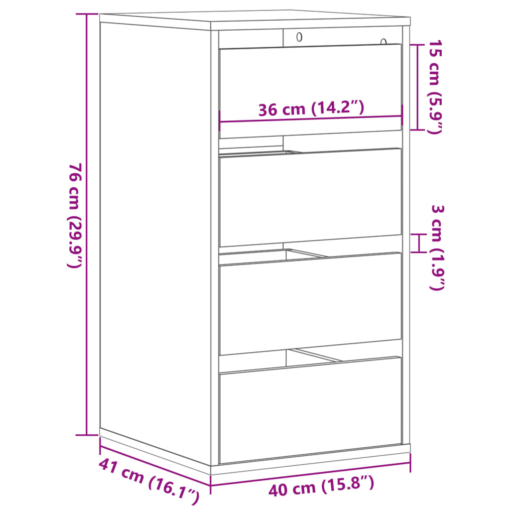 Kommode Brun Eik 40x41x76 cm