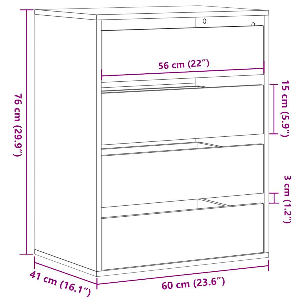 Kommode Sonoma Eik 60x41x76 cm