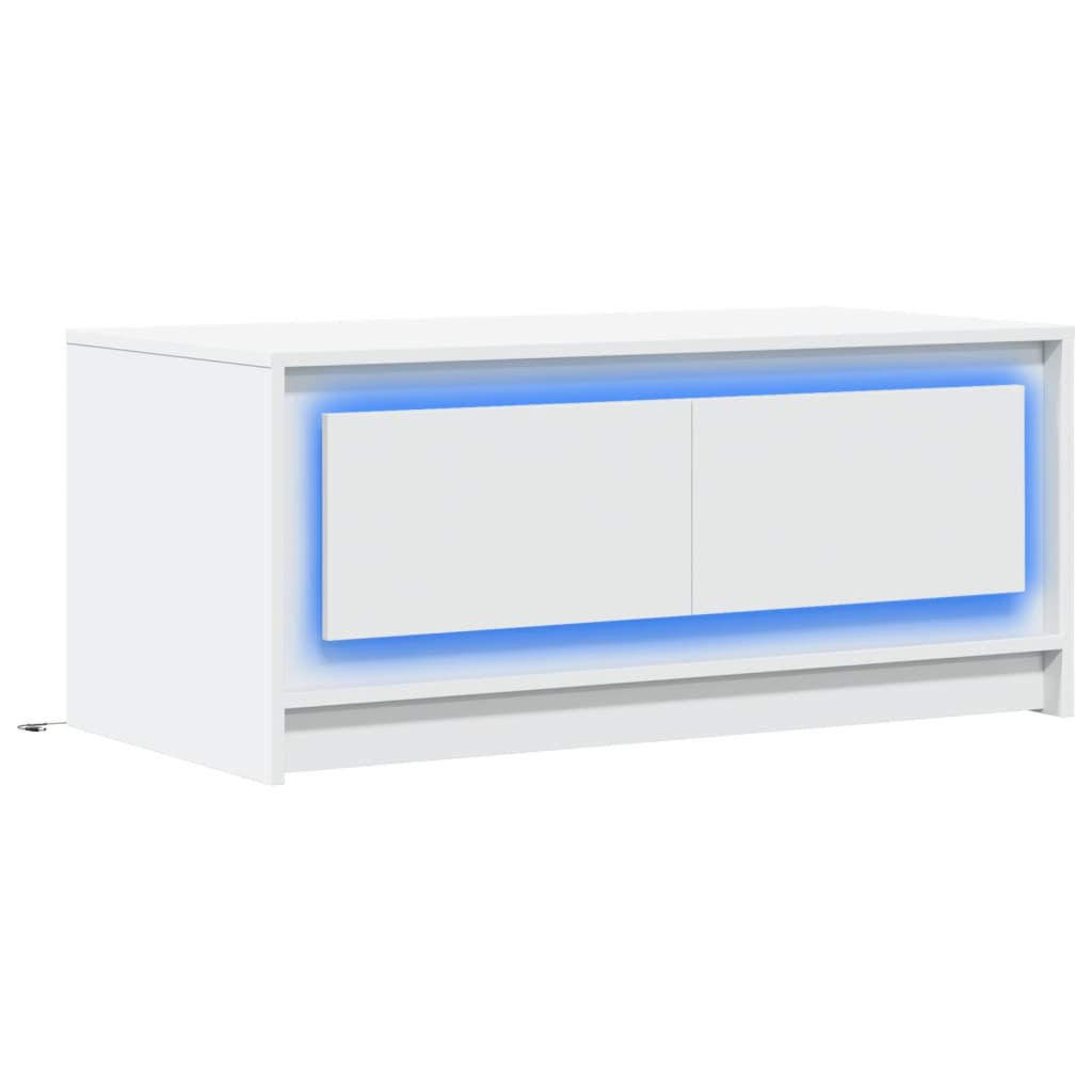 Salongbord Sofabord Hvit med LED-lys