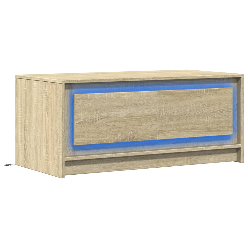 Salongbord Sofabord Sonoma Eik med LED-lys