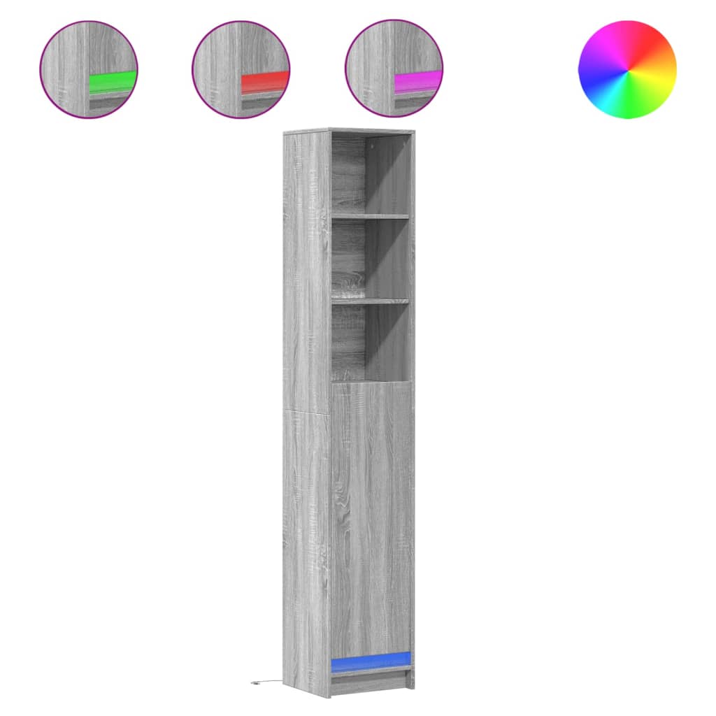 Skjenk Sonoma Grå med LED 36x32,5x200 cm