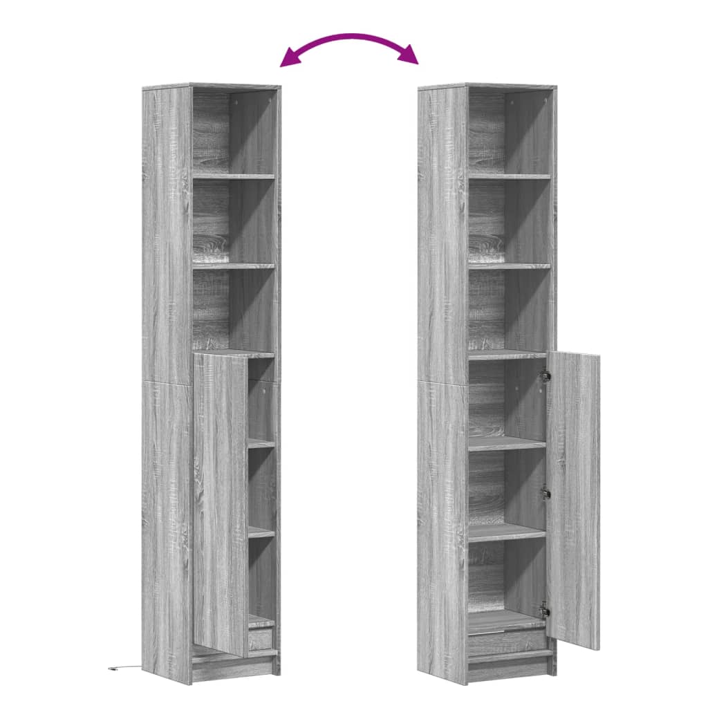 Skjenk Sonoma Grå med LED 36x32,5x200 cm