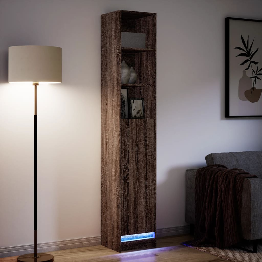 Skjenk Brun Eik med LED 36x32,5x200 cm