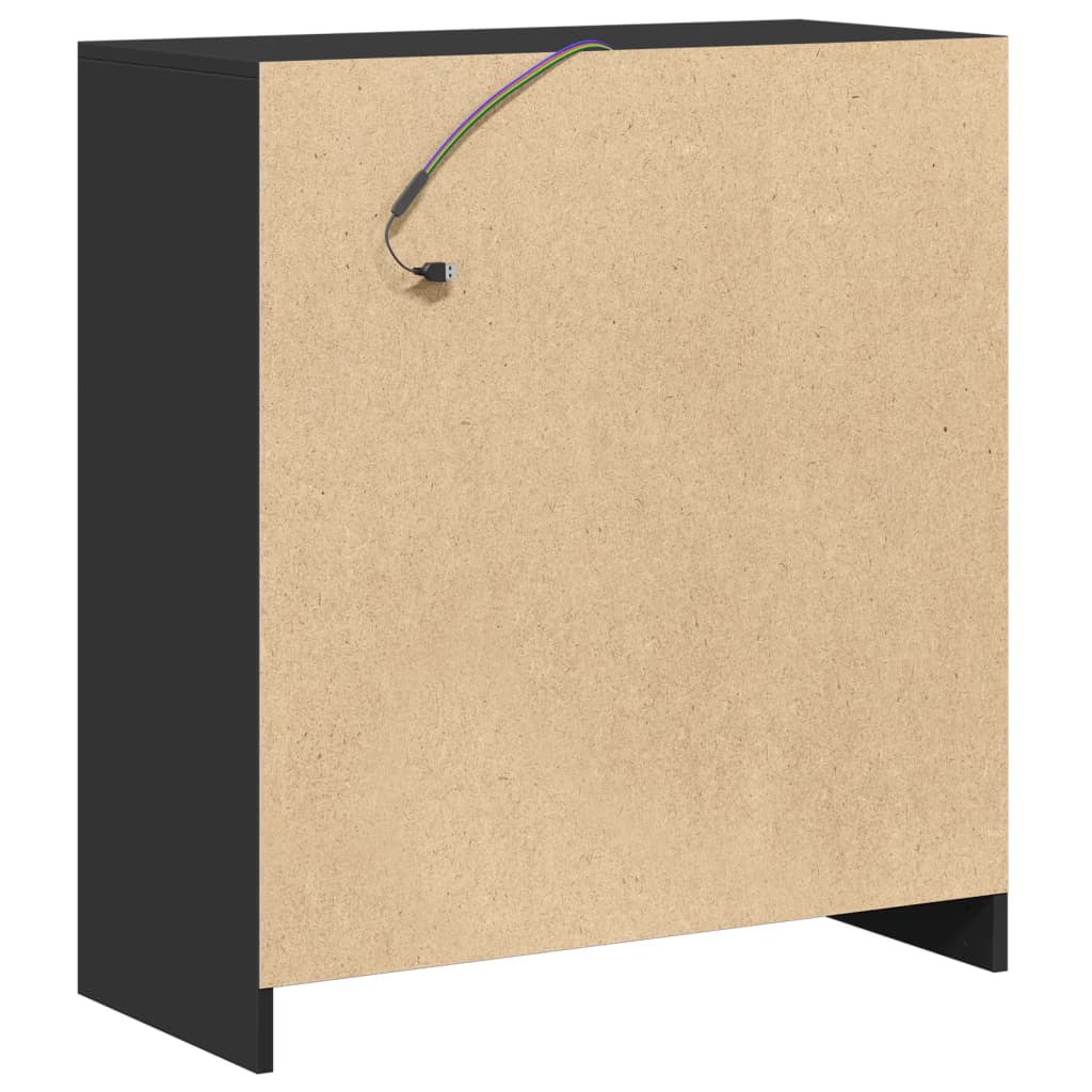 Skjenk Svart med LED 77x34x85 cm