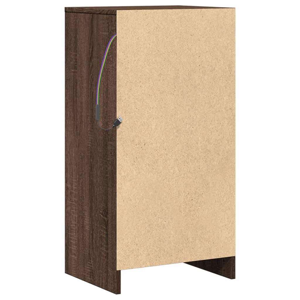 Skjenk Brun Eik med LED 42,5x34x85 cm