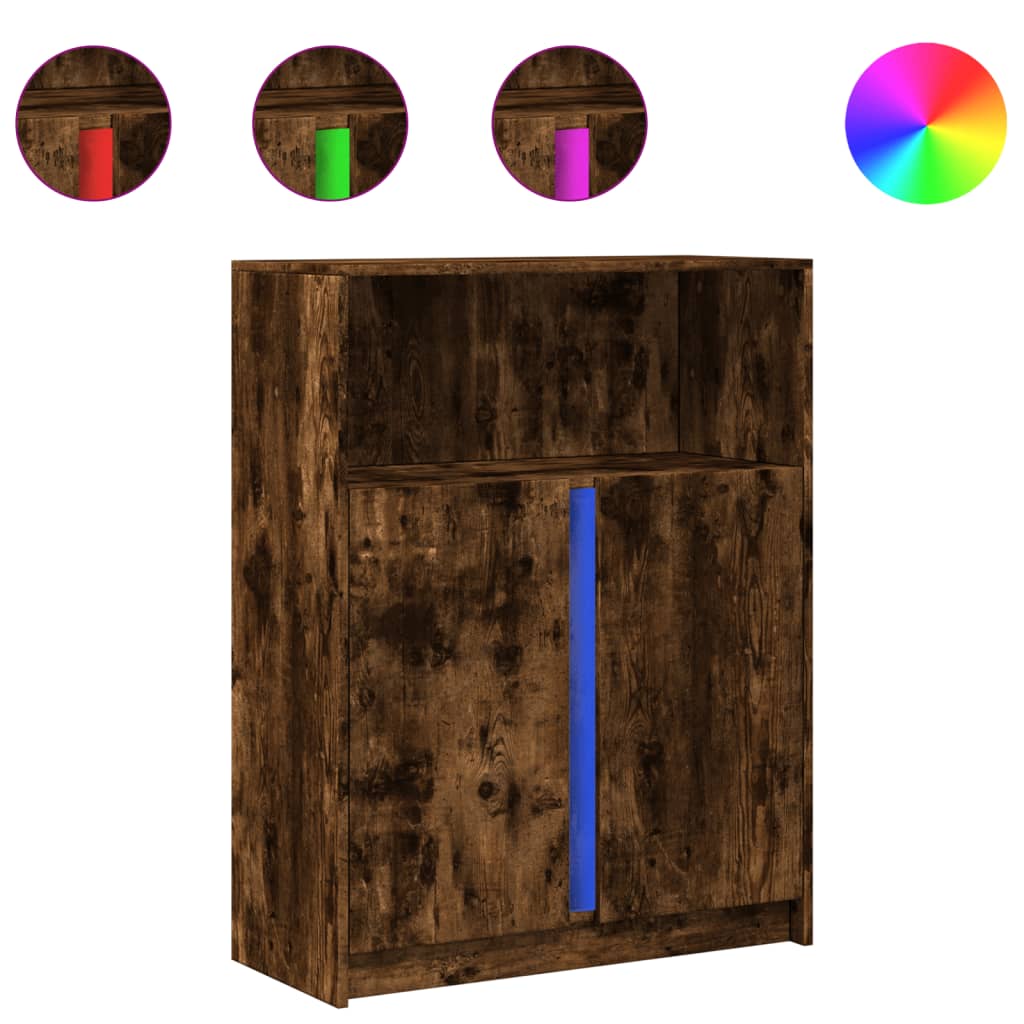 Skjenk Røkt Eik med LED 77x34x100 cm