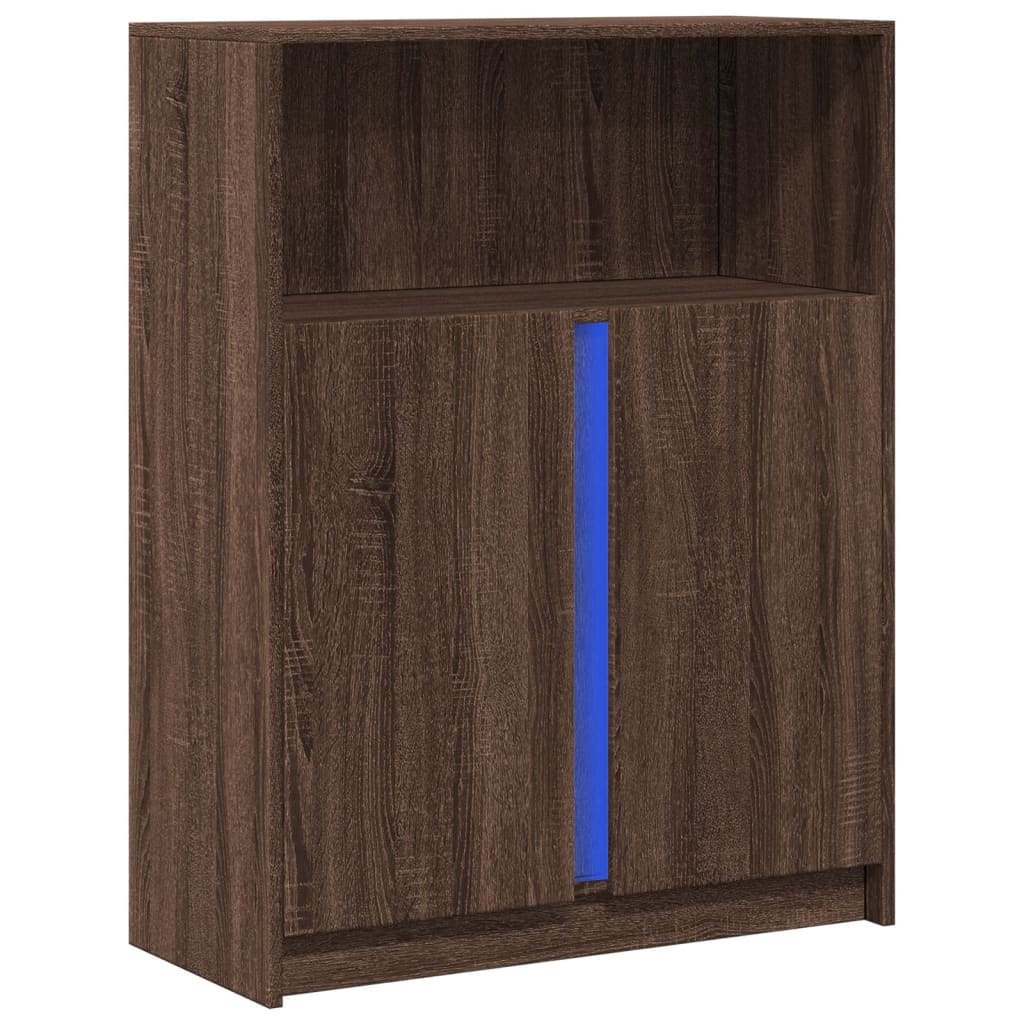 Skjenk Brun Eik med LED 77x34x100 cm