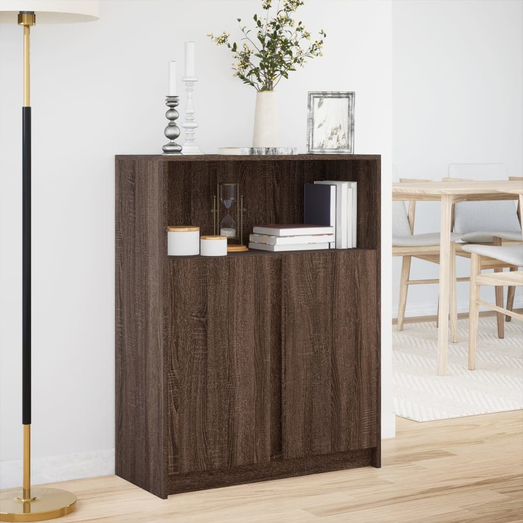 Skjenk Brun Eik med LED 77x34x100 cm