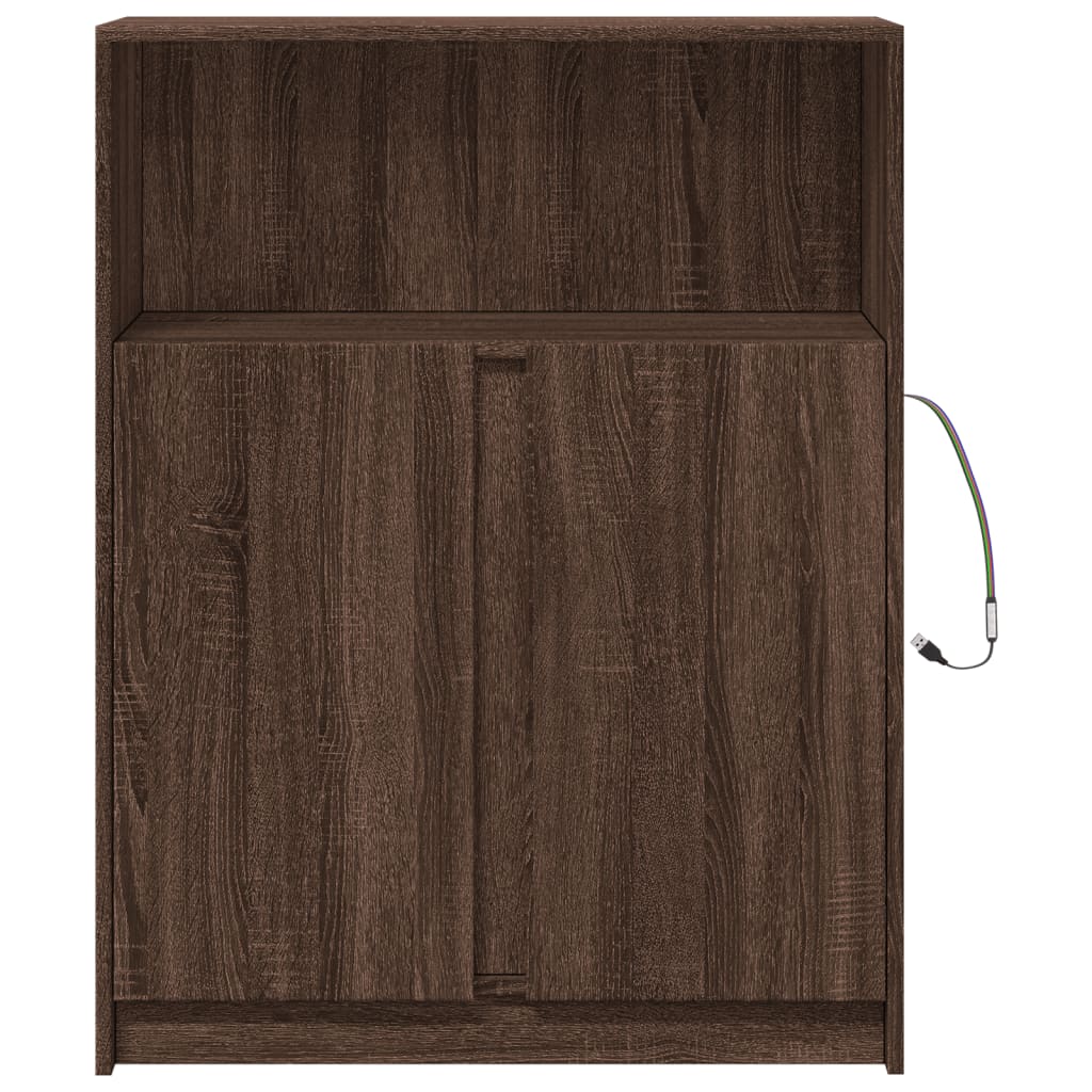Skjenk Brun Eik med LED 77x34x100 cm