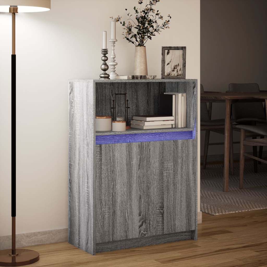 Skjenk Sonoma Grå med LED 72x34x100 cm