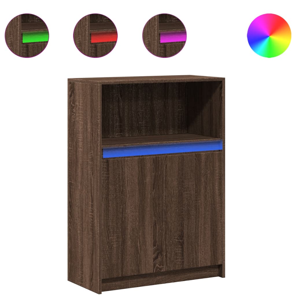 Skjenk Brun Eik med LED 72x34x100 cm