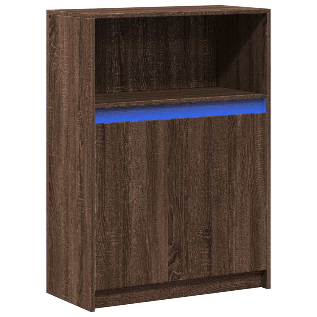 Skjenk Brun Eik med LED 72x34x100 cm