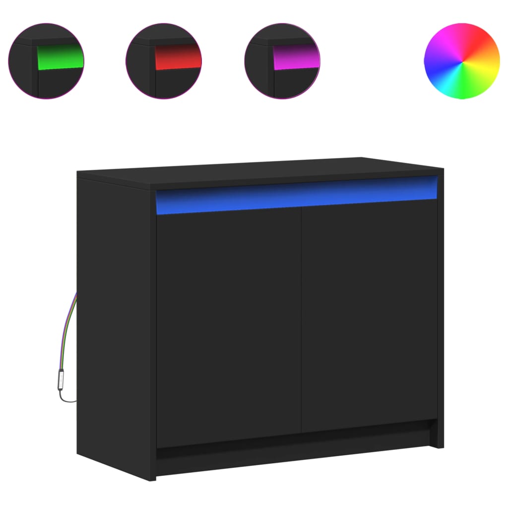 Skjenk Svart med LED 72x34x61 cm