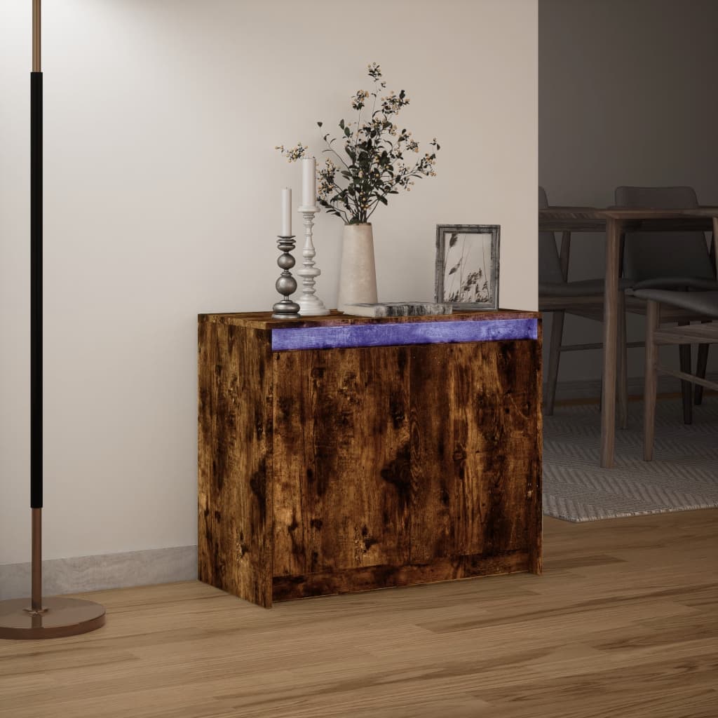 Skjenk Røkt Eik med LED 72x34x61 cm