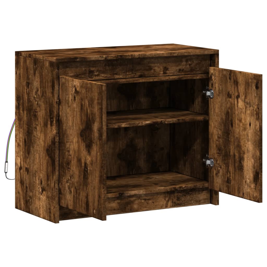 Skjenk Røkt Eik med LED 72x34x61 cm