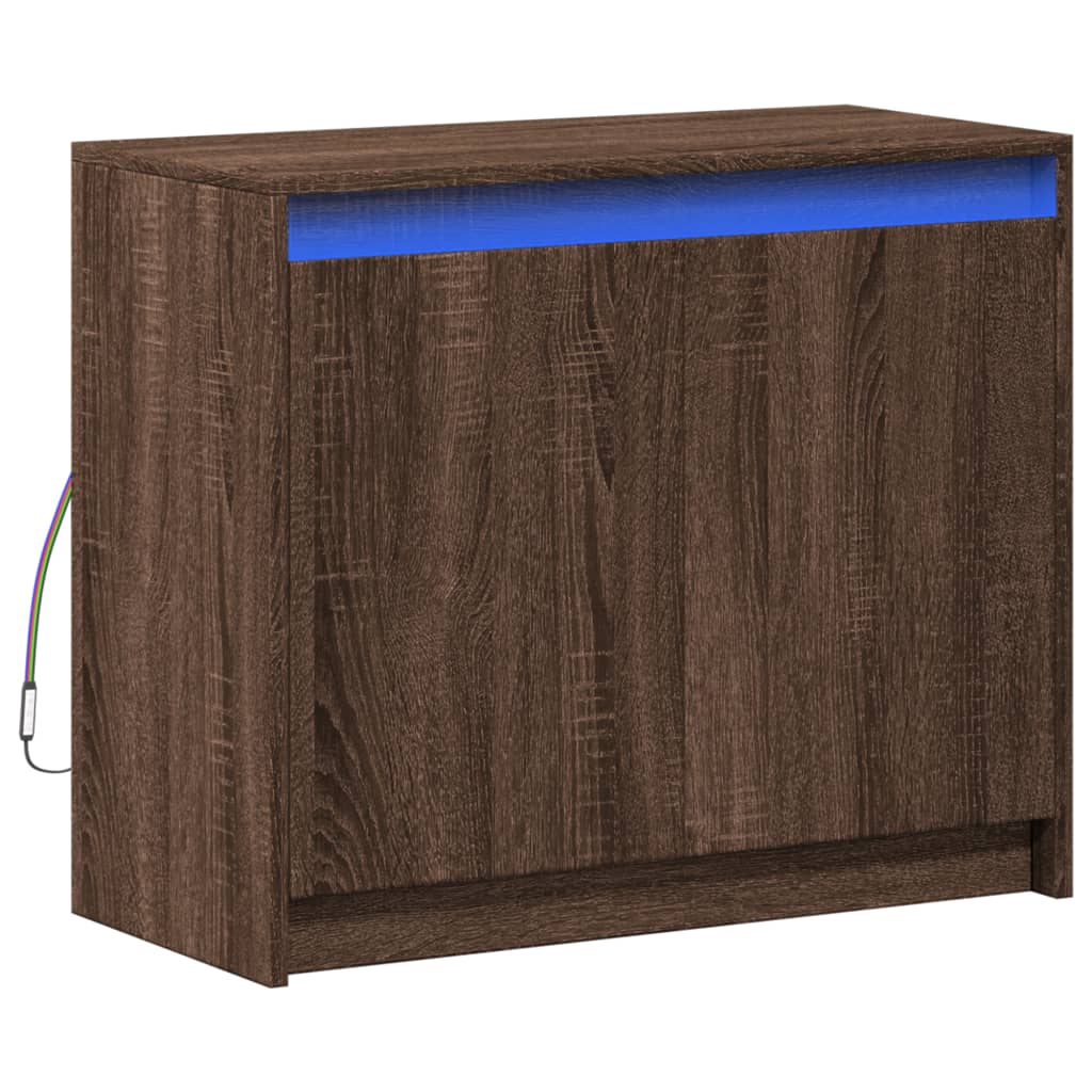 Skjenk Brun Eik med LED 72x34x61 cm
