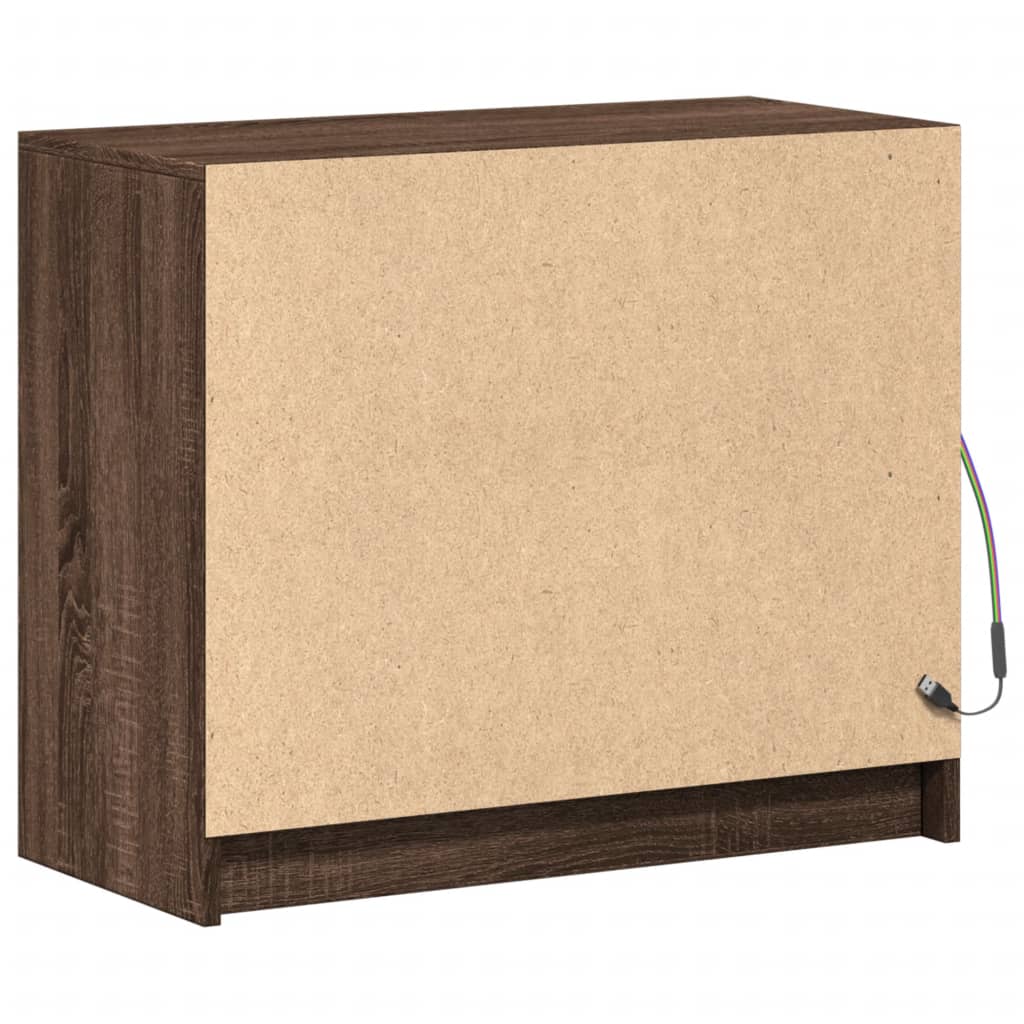 Skjenk Brun Eik med LED 72x34x61 cm