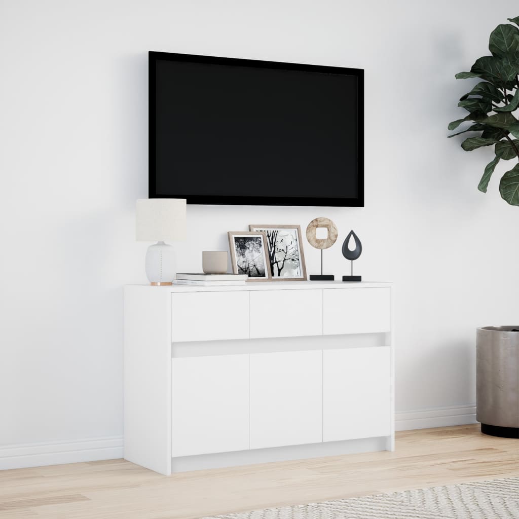 TV-Møbel Hvit TV-benk med LED 91x34x61 cm