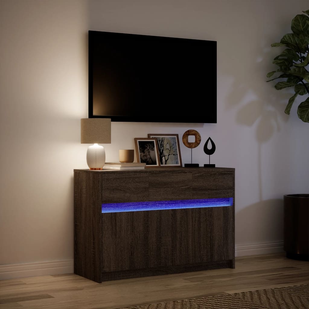 TV-Møbel Brun Eik TV-benk med LED 91x34x61 cm