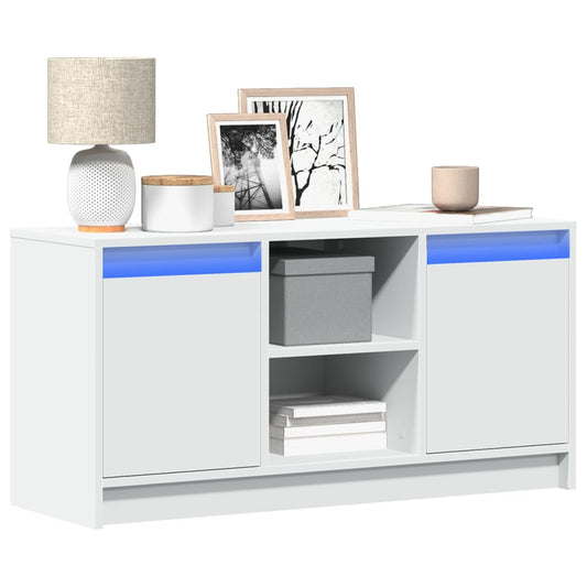 TV-Møbel Hvit TV-benk med LED 100x34x50 cm