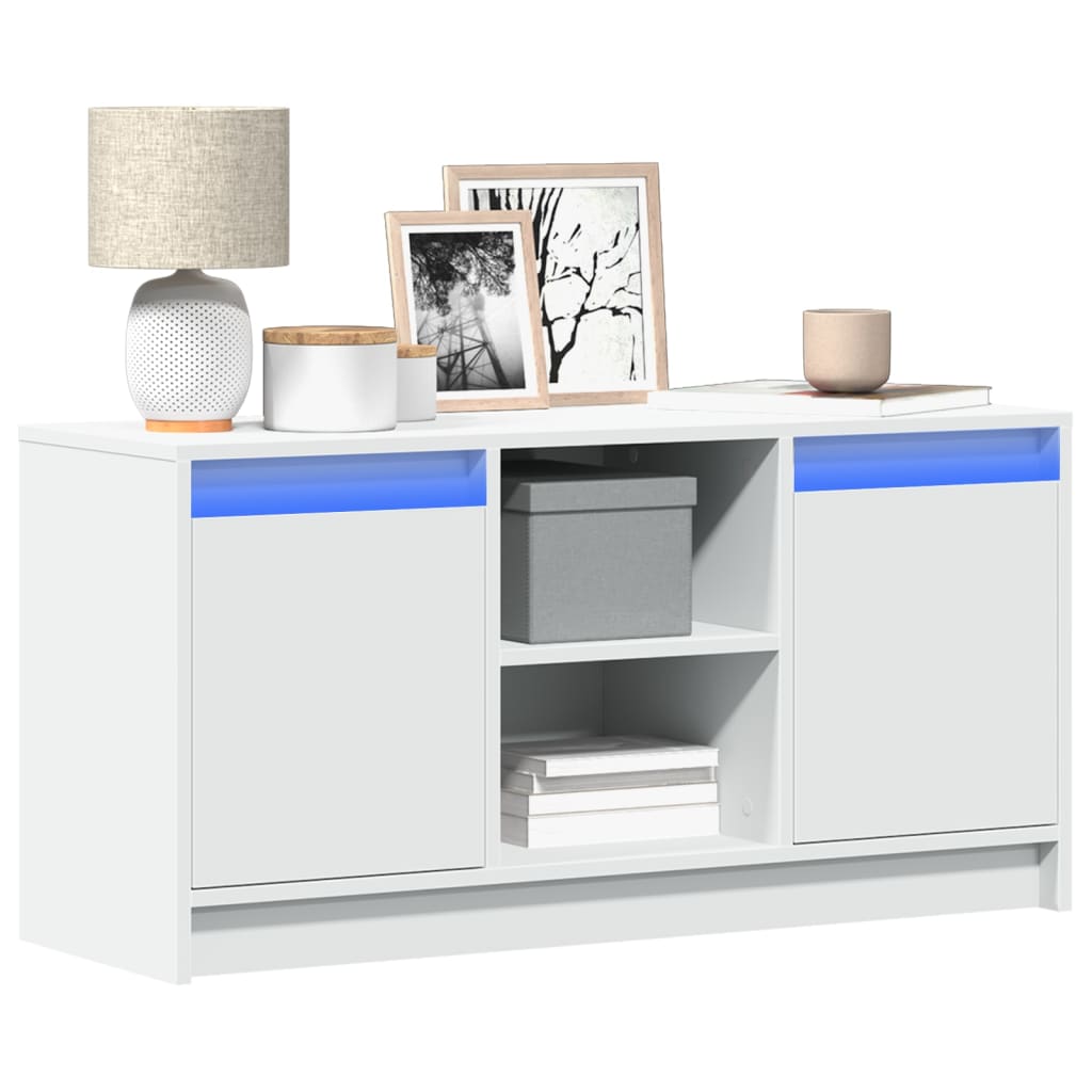 TV-Møbel Hvit TV-benk med LED 100x34x50 cm