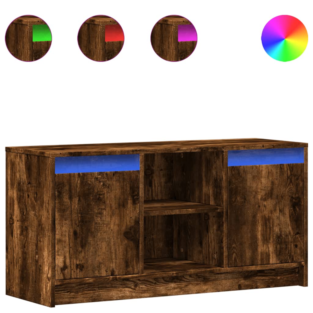 TV-Møbel Røkt EikTV-benk med LED 100x34x50 cm