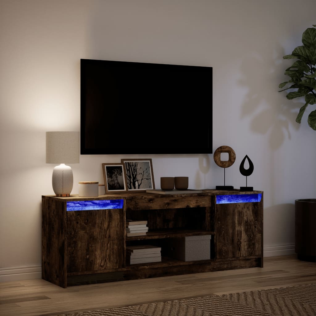 TV-Møbel Røkt EikTV-benk med LED 139,5x34x50 cm